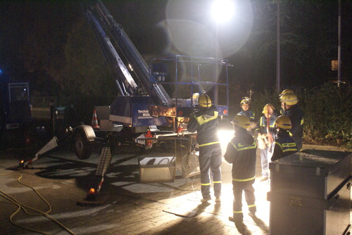 wenn der Hubsteiger noch ausgefahren ist, haben wir die Fläc