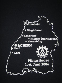 Auf den T-Shirts sind alle teilnehmenden Ortsverbände v